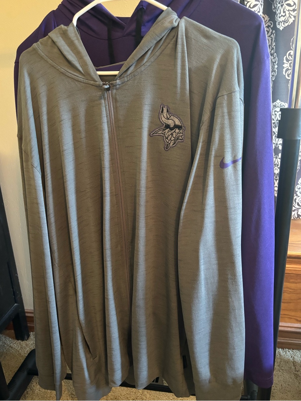 Minnesota Vikings Nike Dri-Fit Full Zip Sideline Hoodie (Grey) Vintage 2022